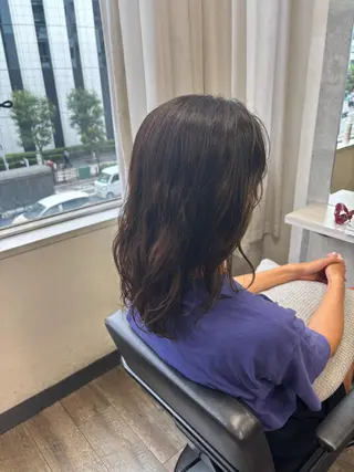 セミロング カラー パーマ Anju/ 小顔カットのヘアスタイル