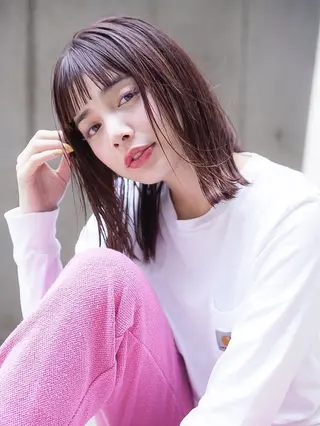 ミディアム カラー ヘアアレンジ レイヤーカット/艶髪 🎀笠原 優花🎀のヘアスタイル