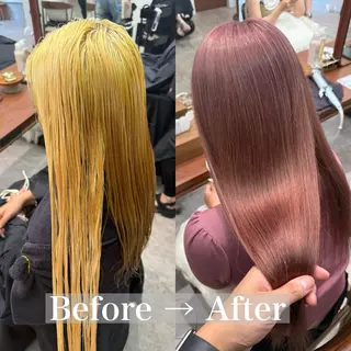 セミロング カラー 立川✨ブリーチ・ ケアブリーチ✨のヘアスタイル