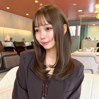 セミロング カラー 🎀【韓国ヘア】 🎀田中 華澄のヘアスタイル
