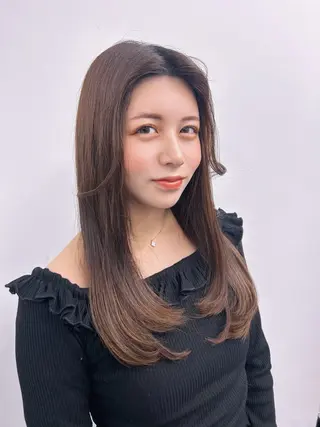 ロング カラー ワンホンレイヤー エクステづまのヘアスタイル