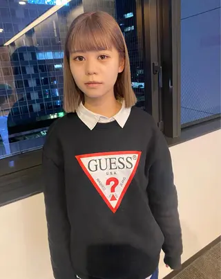 ショート カラー パーマ ヘアアレンジ デザインカラー/ボブ ブリーチカラー/ユリのヘアスタイル