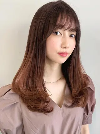 ミディアム カラー 透明感カラー✂︎ /縮毛矯正/YUKAのヘアスタイル