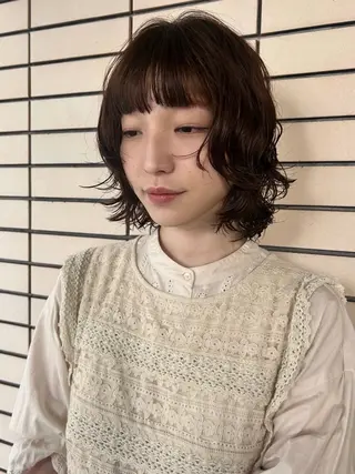 ミディアム パーマ デザインパーマ/ カット/nanaのヘアスタイル