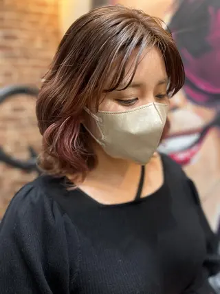 ミディアム カラー パーマ ヘアアレンジ メンズ キッズ ネイル マツエク・マツパ アイブロウ 久木原 ゆりのヘアスタイル