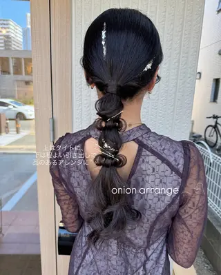 ロング ヘアアレンジ ヘアセット/レイヤー 赤み消し/はるかのヘアスタイル