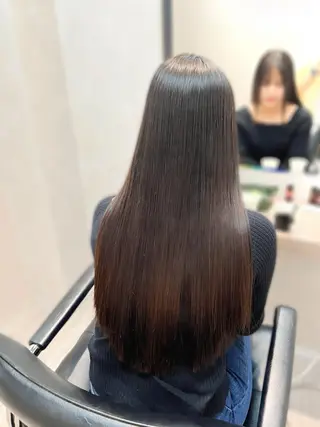 ロング カラー パーマ 縮毛矯正/ レイヤー/ミディアムのヘアスタイル