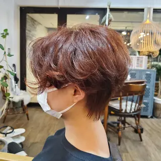 ショート カラー パーマ 韓国風レイヤーカット 上手く丁寧早い/マツのヘアスタイル