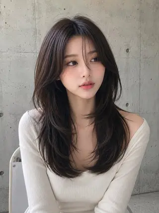 セミロング カラー ヘアアレンジ 🌫️大人韓国ヘア 🌫️naoyaのヘアスタイル