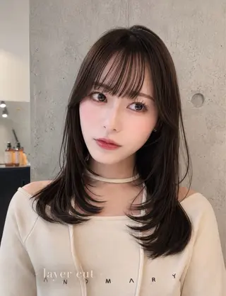 セミロング カラー ヘアアレンジ 🌫️大人韓国ヘア 🌫️naoyaのヘアスタイル