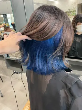 ミディアム カラー インナーカラー 推し ブリーチ  髪質改善のヘアスタイル