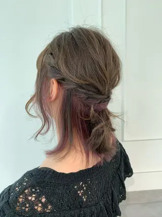 ミディアム カラー ヘアアレンジ 髪質改善🩵艶髪 ストレート🩵山口のヘアスタイル
