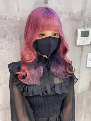 ロング カラー パーマ ヘアアレンジ メンズ キッズ ネイル マツエク・マツパ アイブロウ レイヤー/ダブル カラー/YURINAのヘアスタイル