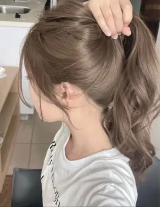 ミディアム 透明感♡グレージュ ♡ミルクティー♡のヘアスタイル
