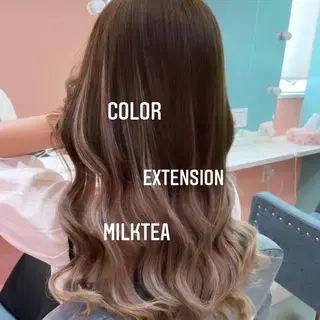 ロング カラー エクステ🩵ブリーチ 韓国ヘア🩵KAEのヘアスタイル