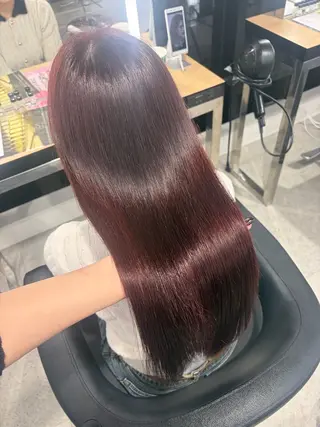 ロング カラー 💗愛され暖色💗 ピンク/レッド💗のヘアスタイル