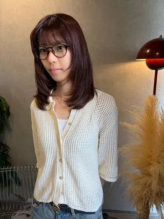 セミロング カラー 城慎太郎 大濠/レイヤーカットのヘアスタイル