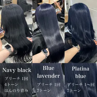 ロング カラー 暗髪🩶ラベンダー/ ブルー/ユウナ🤍のヘアスタイル
