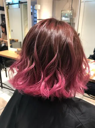 ショート カラー Acchon/心斎橋 💚ダブルカラーのヘアスタイル