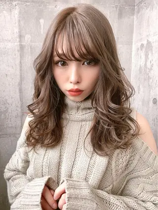 セミロング カラー パーマ メンズ縮毛矯正 細谷碧海のヘアスタイル