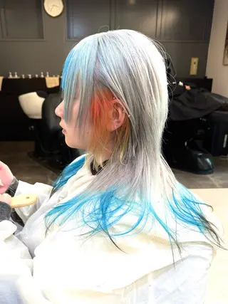 ミディアム カラー ハイトーン/レイヤー /ウルフ⭐️永田⭐️のヘアスタイル