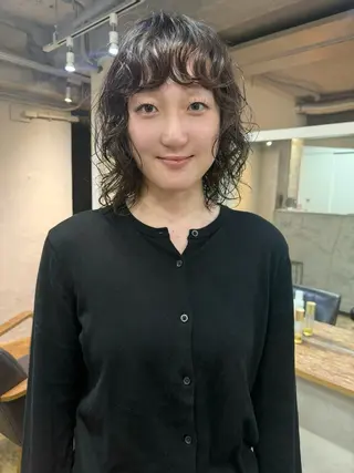ミディアム パーマ 森貴裕/ニュアンス パーマ/オリーブのヘアスタイル