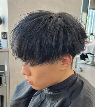 ショート パーマ メンズ キッズ センターパート マスターかずまのヘアスタイル