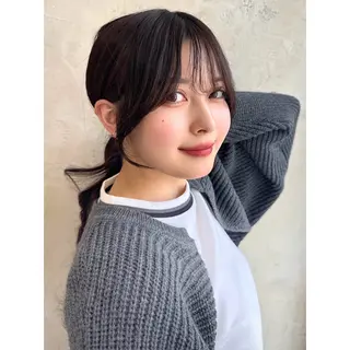セミロング 顔まわりカット 前髪カット安井楽人のヘアスタイル