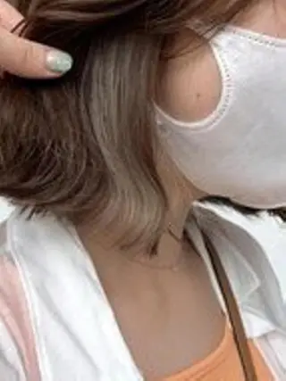 ミディアム 髪質改善カラー透明感 ダブルカラー幕田のヘアスタイル
