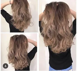 ロング カラー パーマ ヘアアレンジ 大阪レミーエクステ チビ編み込みのヘアスタイル