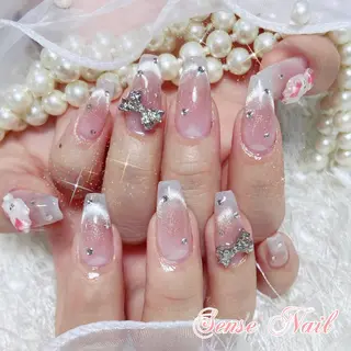 ネイル メンズ ヘアアレンジ キッズ マツエク・マツパ パーマ カラー セミロング 🎀Sense Nail渋谷店🎀のネイルデザイン