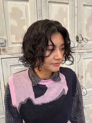 ショート パーマ ボブ/顔周りレイヤー 🎀momoka🎀のヘアスタイル