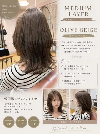 ミディアム カラー 【顔まわりレイヤー】 TAIGA🐯のヘアスタイル