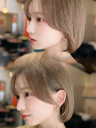 ミディアム カラー 顔周りカット 【オノザワリョウ】のヘアスタイル