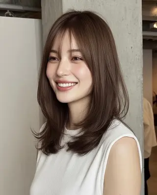ミディアム 髪質改善/レイヤー/ ショート/koshiのヘアスタイル