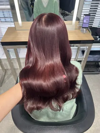 ロング カラー 💗愛され暖色💗 ピンク/レッド💗のヘアスタイル