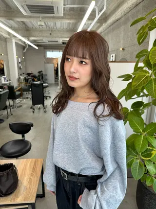 セミロング カラー 八谷 将平のヘアスタイル