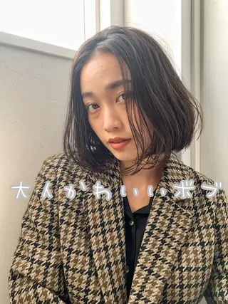 ミディアム カラー ヘアアレンジ メンズ キッズ ネイル マツエク・マツパ ボブ×縮毛矯正👑 心斎橋/高城涼也のヘアスタイル