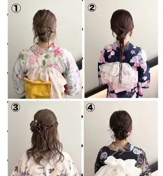 セミロング ヘアアレンジ 暖色カラー/ パリジェンヌ💟みくのヘアスタイル
