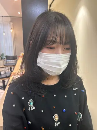 セミロング カラー hubhair レイヤー/透明感のヘアスタイル