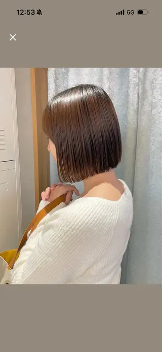 ショート オリーブベージュ/ボ ブ縮毛矯正たまき🧡のヘアスタイル