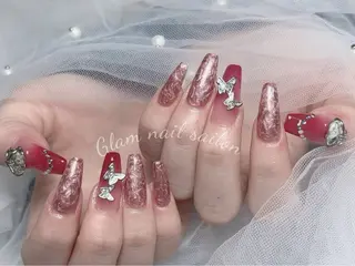 ネイル エツメ💅 長さ出し🎀デザインのネイルデザイン