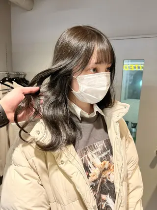 セミロング カラー パーマ ヘアアレンジ メンズ キッズ ネイル マツエク・マツパ アイブロウ 上品＆韓国風 🥀海心🥀のヘアスタイル
