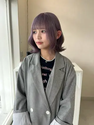 ミディアム カラー 長山 茉白のヘアスタイル