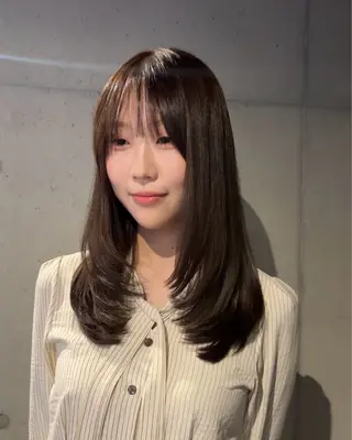 セミロング カラー 韓国レイヤー/透明感 カラー/RIN🎀のヘアスタイル