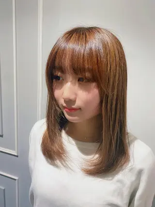セミロング 美髪矯正透明感カラー 江川 和輝のヘアスタイル