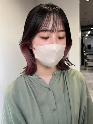 セミロング カラー AIRI🦋ブリーチ /レイヤー🦋のヘアスタイル
