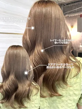 セミロング カラー あみ/暗髪オリ ーブ特化🍃髪質改善のヘアスタイル