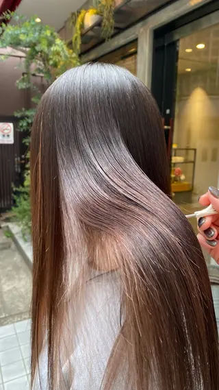 ロング レイヤーカット パーマ/髪質改善のヘアスタイル