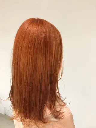 セミロング 暖色カラー🍊 ボブ🌿顔周りcutのヘアスタイル